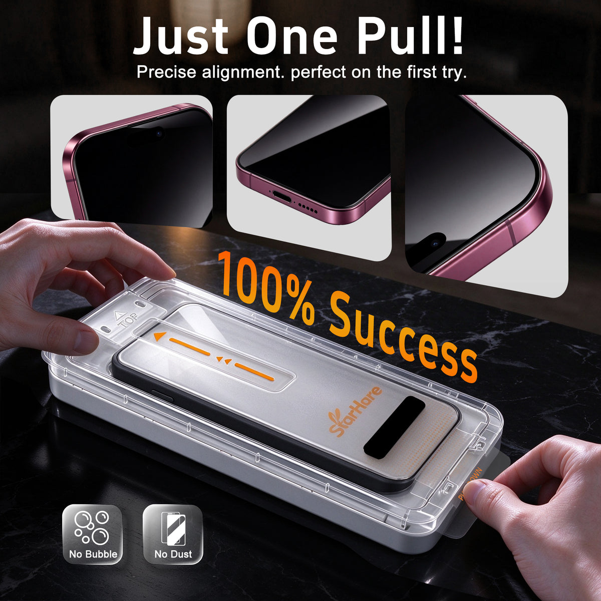 Starhare one-pull alignment tray for easy screen protector installation