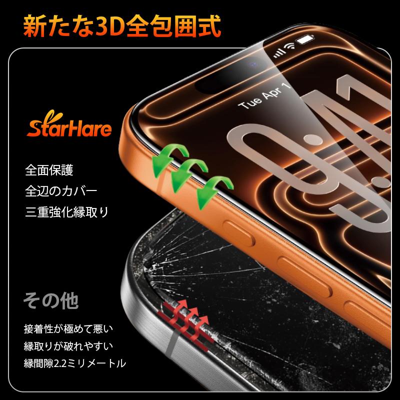 STARHARE iPhoneガラスフィルム 9H強化ガラス