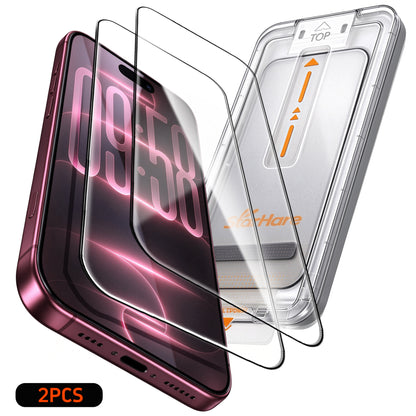 Starhare clear glass screen protector for iPhone with easy-align installation tray