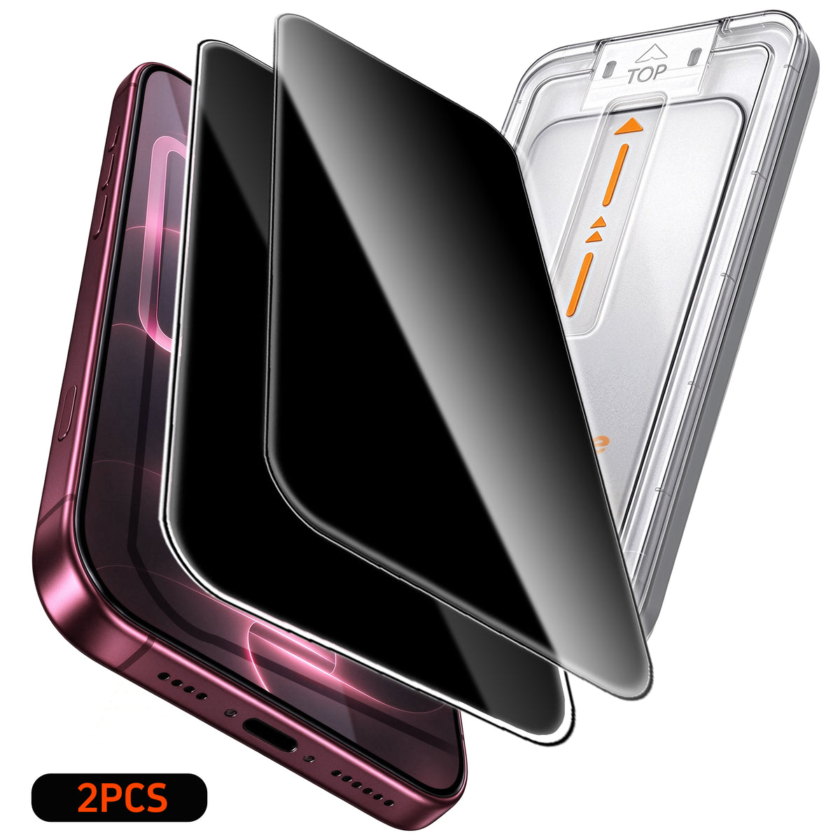 Starhare privacy glass screen protector for iPhone with easy-align installation tray