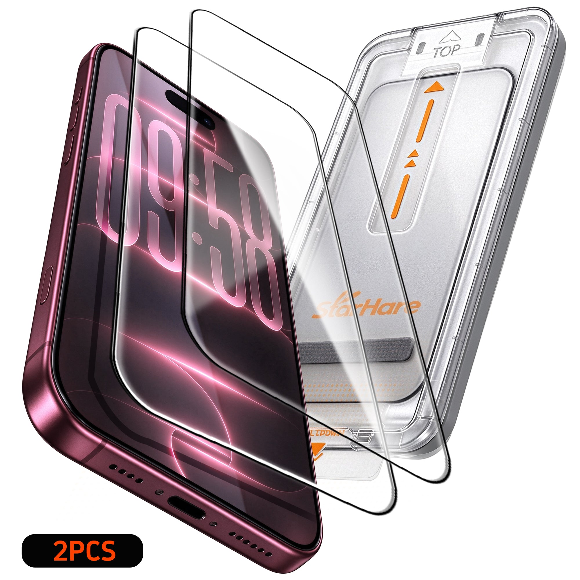 Starhare clear glass iPhone screen protector and installation tray